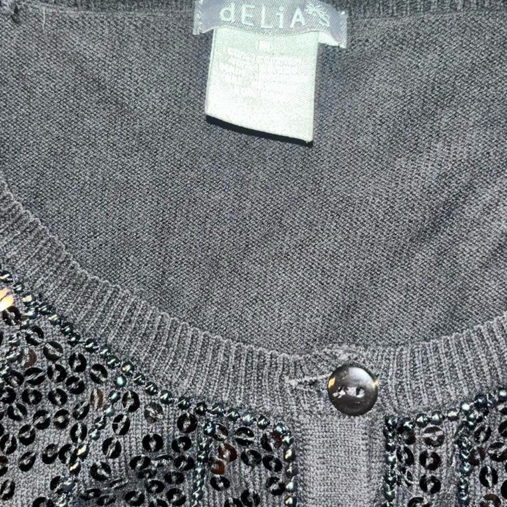 dELiA*s Black Sequin Button Down Shirt - Picture 3 of 5